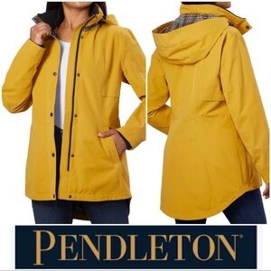 PENDLETON Rain Jacket Hooded Parka Coat in Goldenrod Yellow size S